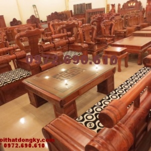 Bàn ghế gỗ đồng kỵ Mẫu hộp trống mới HT49