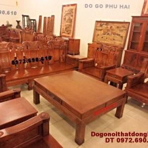 Bộ bàn ghế gỗ hương đẹp kiểu như ý NY50