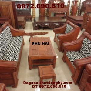 Bộ bàn ghế gỗ hương kiểu hôp trống HT52