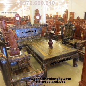 Bộ bàn ghế phòng khách gỗ mun mẫu Tam Đa TD64