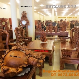 Bộ bàn ghế đồng kỵ gỗ hương mẫu quốc voi QV62