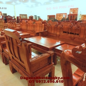 Bộ bàn ghế phòng khách đẹp gỗ hương kiểu như ý NY66