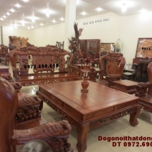 Bộ bàn ghế gỗ hương đẹp mẫu phượng công PC69