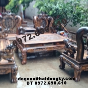 Bàn ghế gỗ mun đẹp Kiểu nghê đỉnh quí hiếm B.80