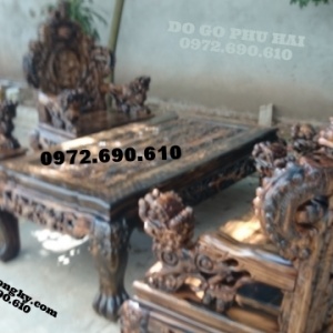 Bộ bàn ghế gỗ mun Cực hiếm kiểu rồng bảo đỉnh B.88