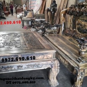 Bộ bàn ghế nghê đỉnh gỗ mun sang trọng B89