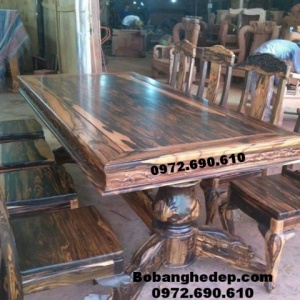 Bộ Bàn Ghế Ăn Gỗ Mun, Bàn Chữ Nhật BA.102