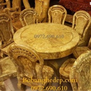 Bộ Bàn Ăn Gỗ Nu Nghiến Bàn Tròn Bobanghedep.com BA.114