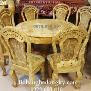 Bộ Bàn Ăn Gỗ Ngọc Nghiến Bàn Tròn Đẹp Và Sang Trọng BA.126