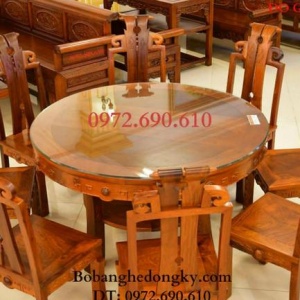 MẪU BỘ BÀN ĂN ĐEP 8 Ghế Gỗ Hương Bàn Tròn BA.135