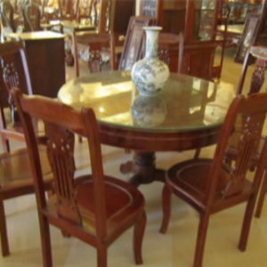 Bộ bàn ăn gỗ gụ,Đồ gỗ Phú Hải,Kiểu bàn Tròn BT37