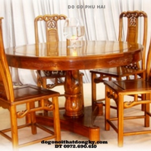 Bộ bàn ăn gỗ hương đẹp kiểu Bàn Tròn Xoay BT39