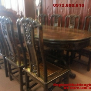 Bộ bàn ăn gỗ mun Bàn bầu dục BA36