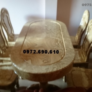Bộ bàn ăn đẹp Gỗ ngọc nghiến bàn bầu dục BA.50