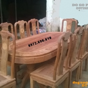 Bàn ghế phòng ăn đẹp kiểu Bầu dục 8 ghế BA.53