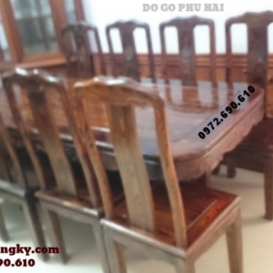 Bộ bàn ăn đẹp, bàn Chữ Nhật gỗ mun BA54