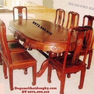 Bộ bàn ăn đẹp giá rẻ Gỗ hương 8 ghế BA56