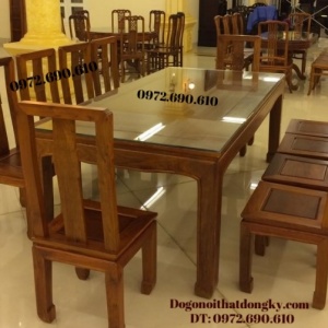 Bàn ghế phòng ăn đẹp bàn chữ nhật 8 ghế BA59