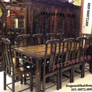 Bộ bàn ghế ( phòng ăn ) gỗ mun kiểu bàn chữ nhật BA67