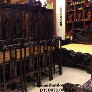 Bộ bàn ghế ăn đồ gỗ đồng kỵ ( bàn chữ nhật) BA69