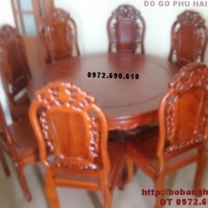 Bộ bàn ghế ăn bàn tròn giá rẻ gỗ gụ BA73