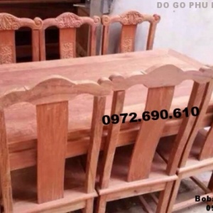 Bàn ghế phòng ăn bàn chữ nhật 6 ghế do go dong ky BA80