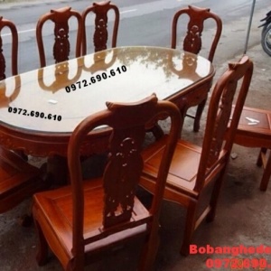 Mẫu Bàn ghế ăn đẹp bàn bầu dục giá rẻ BA83