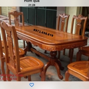 Bộ bàn ghế phòng ăn đẹp tám ghế bàn chữ nhật giá tốt BA.84