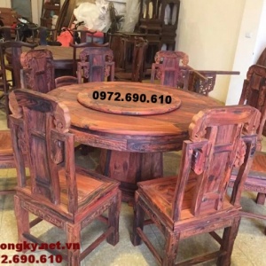 Bộ bàn ghế phòng ăn đẹp bàn tròn xoay BA.85