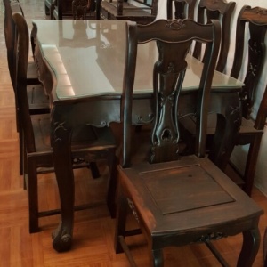 Bộ bàn ghế ăn đẹp chất liệu gỗ mun bàn chữ nhật BA.88