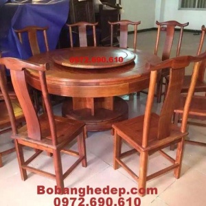 Bộ bàn ghế ăn đẹp bàn tròn xoay 10 ghế BA94