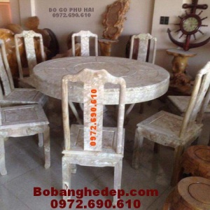 Bộ bàn ăn gỗ ngọc nghiến Hàng hiếm Kiểu bàn tròn BA.97