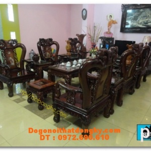 Bộ Bàn Ghế Gỗ cẩm lai Minh quốc đào khảm ốc CL3