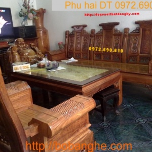 Bộ bàn ghế phòng khách gỗ hương Âu Á tay hộp AU-3A