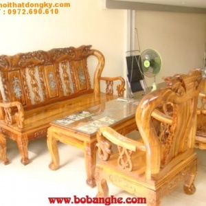 Bộ bàn ghế gỗ hương Quốc đào khảm ốc cột 10 MHK01