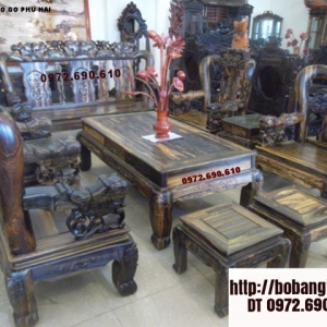 Bàn ghế phòng khách gỗ mun Kiểu Quốc Hồng V12 BM6