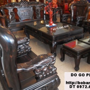 Bàn ghế phòng khách gỗ mun Kiểu Công phượng C12 PC20