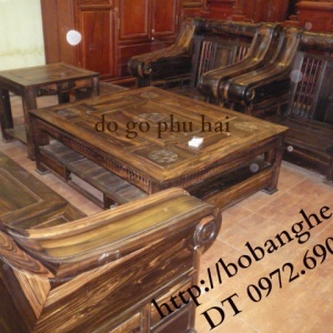 Bộ bàn ghế gỗ mun Kiểu Hộp trống HT1