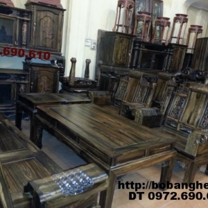 Bộ bàn ghế phòng khách gỗ mun Kiểu Âu Á tay hộp AU6