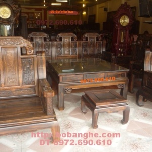 Bộ bàn ghế Đồng Kỵ Gỗ Mun Kiểu Như ý voi NY3