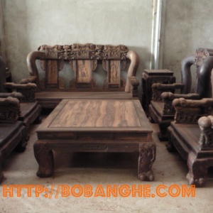 Bộ bàn ghế gỗ mun Minh Quốc voi QV7