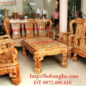 Bộ bàn ghế gỗ ngọc nghiến Kiểu Quốc triện V12 QTN3