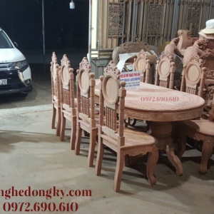 Chiêm Ngưỡng Bộ Bàn Ghế Phòng Ăn 8 Ghế Mẫu Độc & Đẹp Gỗ Hương BA.156