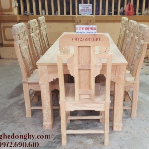 BỘ BÀN GHẾ PHÒNG ĂN mẫu Đẹp 8 Ghế Gỗ Gõ Đỏ BA.157