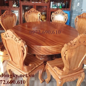 Nơi Sản Xuất Bàn Ghế Ăn Bàn Tròn Mặt Bàn Nguyên Tấm BA.221