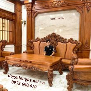 RINH NGAY Bộ bàn ghế sofa gỗ gõ đỏ nguyên khối đẹp ko tỳ vết B.678