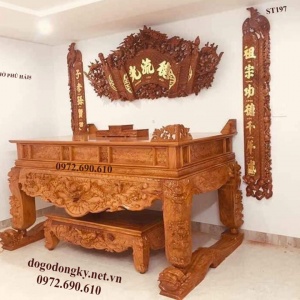 Bàn Thờ Chạm Tứ Linh | Đồ Thờ Đồng Kỵ Phú Hải ST197