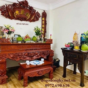 Bàn Thờ Chạm Tứ Linh Dành Cho Gia Đình Làm Kinh Doanh ST.227