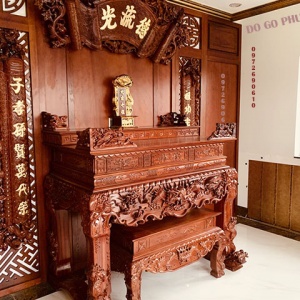 Bàn Thờ Gỗ Gụ Tứ Linh Chân Nghê Kiểu Nhị Cấp ST.181