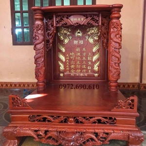 Bàn Thờ Thần Tài Dát Vàng Cột Rồng | Đồ Thờ Phú Hải BTT.61